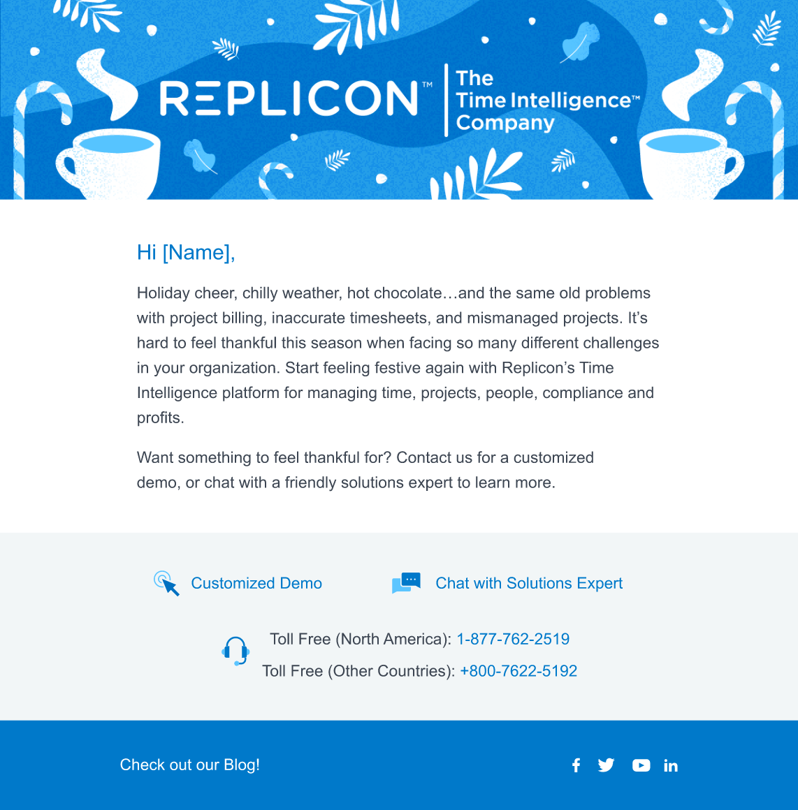 Holiday-themed illustration and email template design for prospective customers