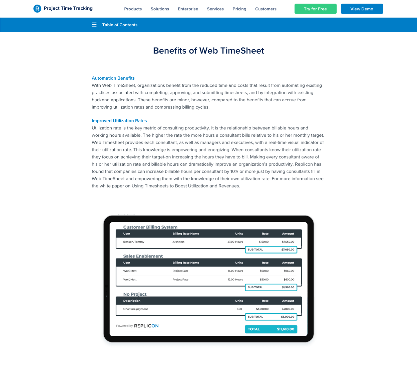 Resource webpage body